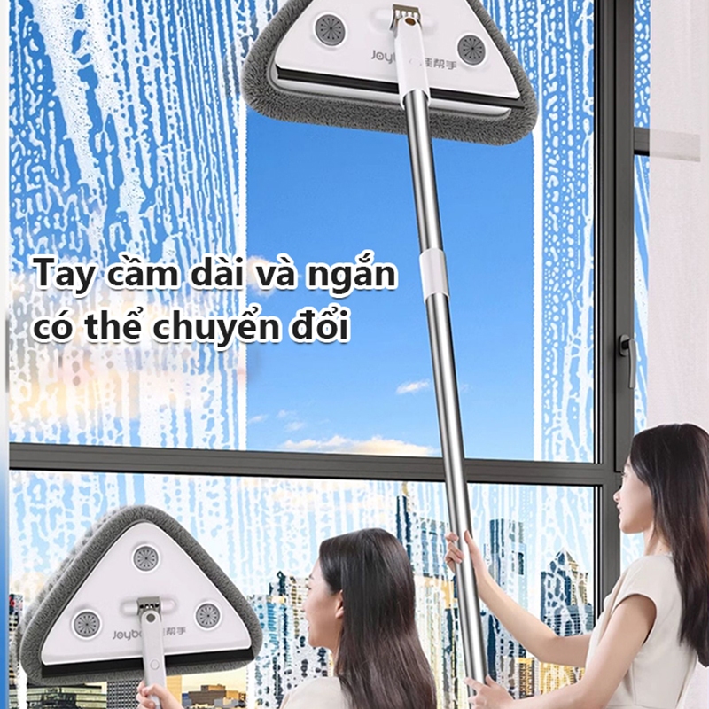 Joybos Cây lau kính thông minh cán dài 135cm hai mặt chuyên dụng, cây lau kiếng vừa lau vừa gạt hai trong một 2 bông lau