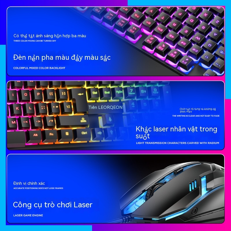 Bộ Bàn Phím Và Chuột Máy Tính Có Dây rgb Nhiều Màu