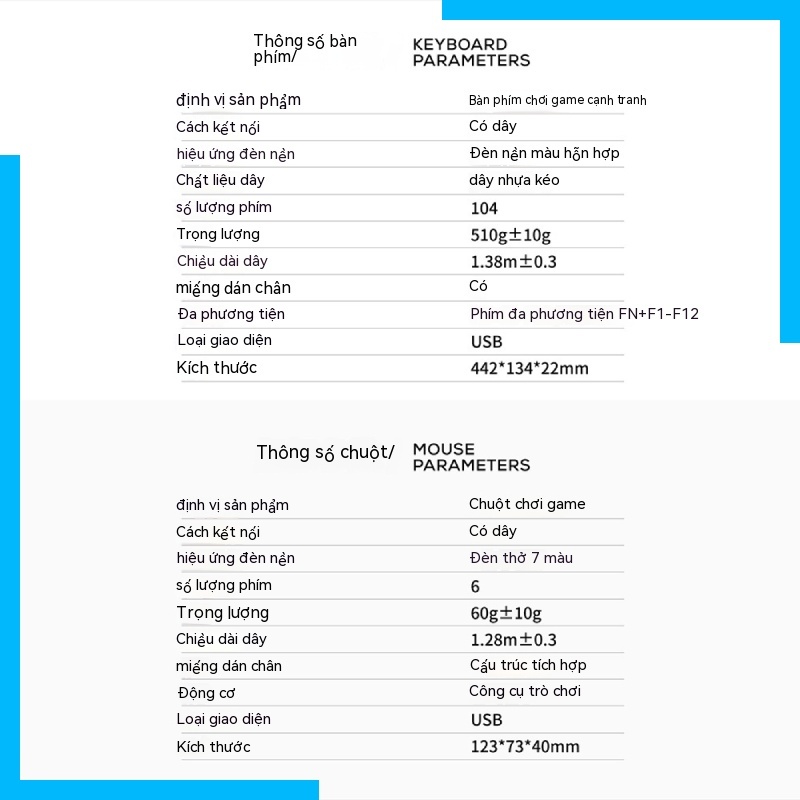 Bộ Bàn Phím Và Chuột rgb Có Dây usb Nhiều Màu Sắc Cho Máy Tính