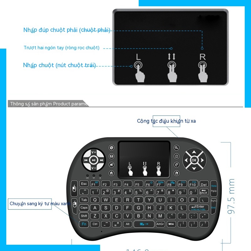 Bàn Phím mini i8 i8 Không Dây 2.4g Có Đèn Nền Dùng Để Chơi Game