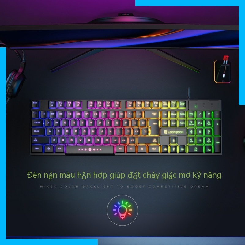 Bộ Bàn Phím Và Chuột rgb Có Dây usb Nhiều Màu Sắc Cho Máy Tính