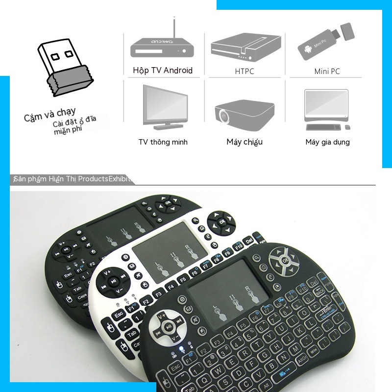 Bàn Phím mini i8 i8 Không Dây 2.4g Có Đèn Nền Dùng Để Chơi Game