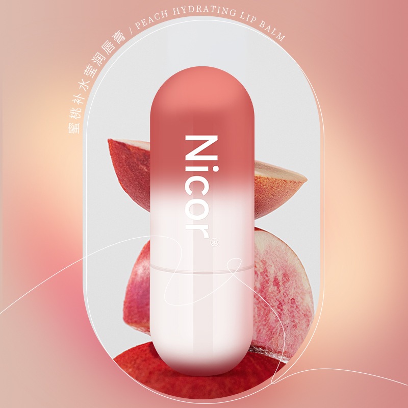 Son dưỡng môi Nicor, Son dưỡng ẩm lâu dài, Son môi nhẹ, Chống nứt nẻ, Chăm sóc môi，Son môi hương vị trái cây 3.5g