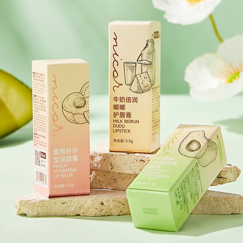 Son dưỡng môi Nicor, Son dưỡng ẩm lâu dài, Son môi nhẹ, Chống nứt nẻ, Chăm sóc môi，Son môi hương vị trái cây 3.5g
