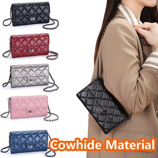Hàng sẵn có Túi đeo chéo da thật mới Túi đeo vai da cừu nữ Khóa Mini Hình thoi Túi đựng điện thoại di động xích