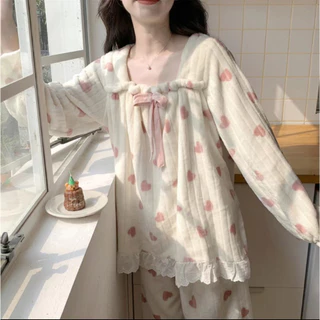 DIAKE♥ Bộ Đồ Ngủ In Hình Thẻ Đông Lạnh Đẹp Mắt Tinh Tế Cho Nữ