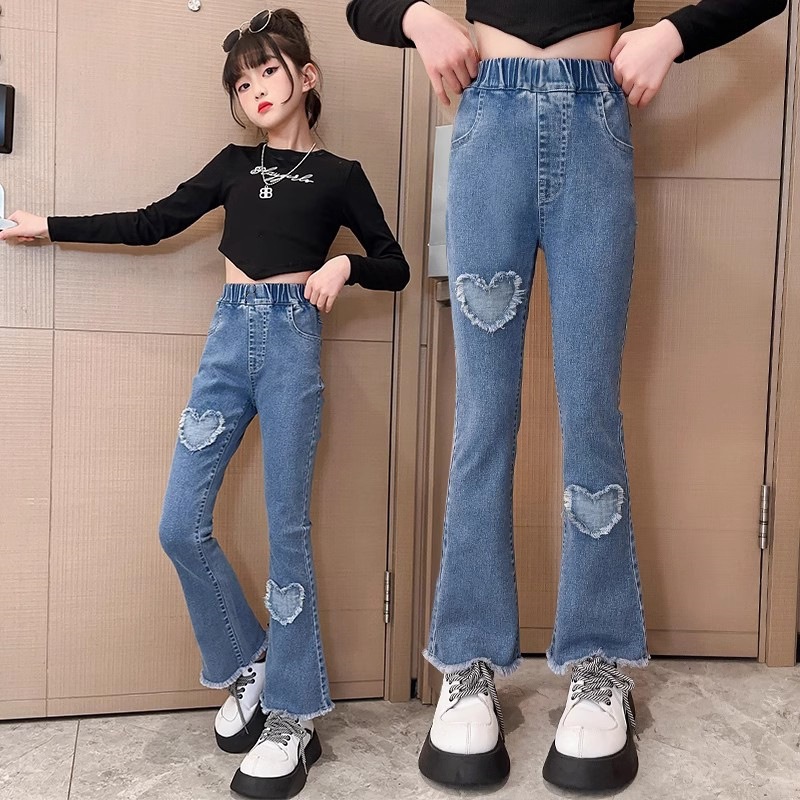 Quần jeans Thêu Họa Tiết Thời Trang Thoáng Khí Chất Lượng Cao Cho Bé Gái 3-12 Tuổi