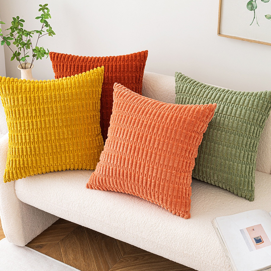 Vỏ Đệm Xanh Thanh Dọc 40x40 50x50 45x45cm Vỏ Gối Sofa Nhung Vải nhung 30x50cm Vỏ Gối Ins Siêu Mềm Vu