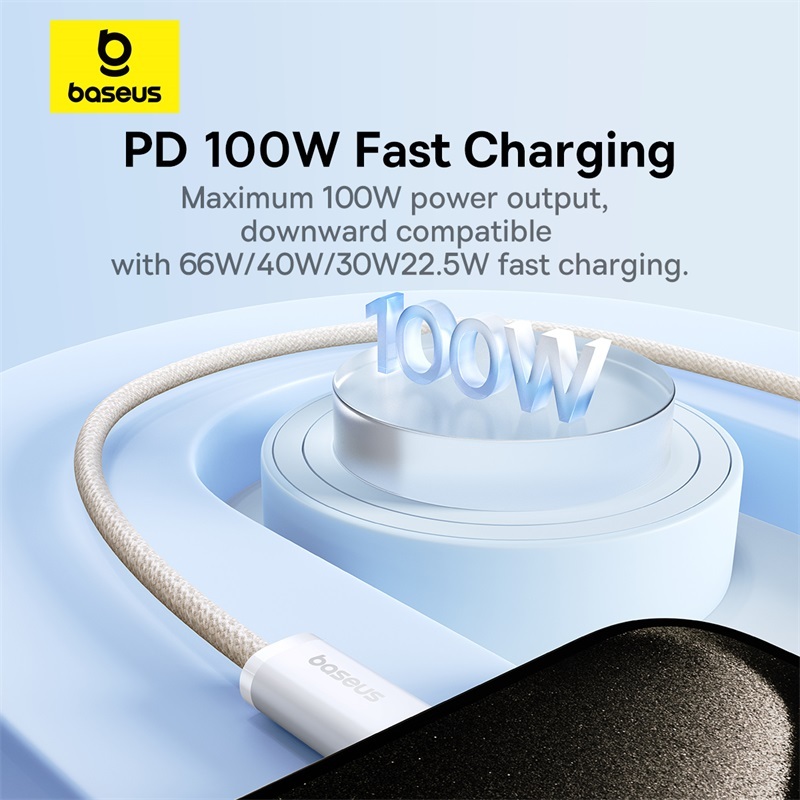 Baseus Dây Cáp Sạc Nhanh 100w pd usb c Sang usb type c Cho macbook samsung