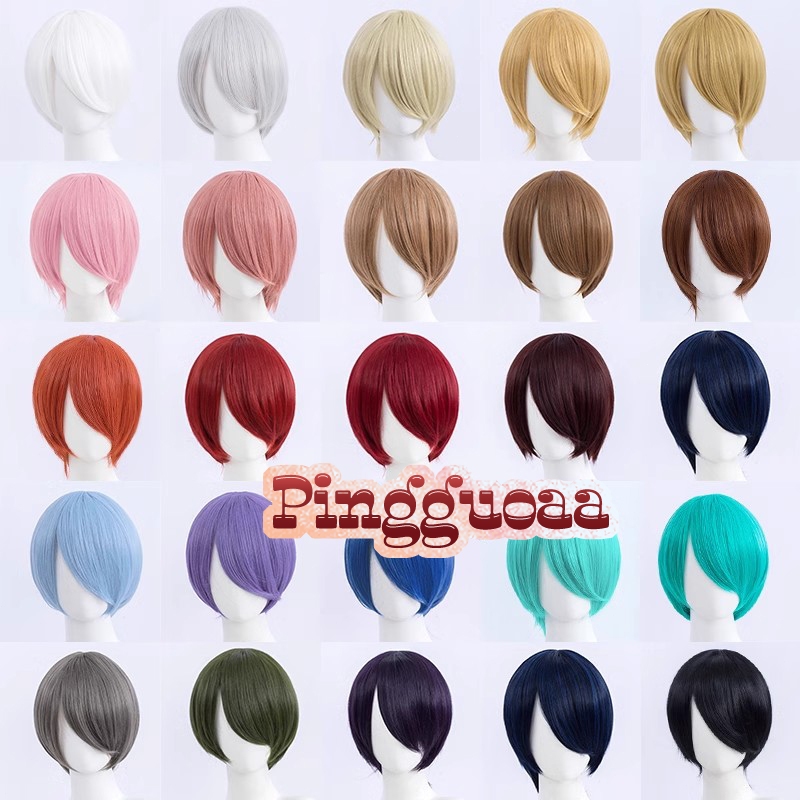 Men Women 30cm Universal Short Wigs Heat Resistant Synthetic Hair Cosplay Wig