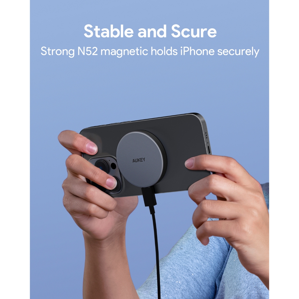 Đế Sạc Pin Không Dây AUKEY LC-MC10 15W Hỗ Trợ Sạc Nhanh Qi/QC3.0 Cho iPhone 15  / Samsung / Airpods Pro /Huawei / Xiaomi