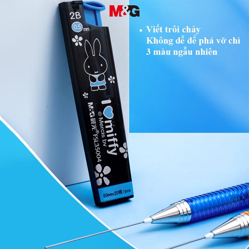 M&G Ruột Bút Chì Bấm Hộp Đựng Bút Chì Thay Thế Tự Động 60mm * 20 / 2b 0.5 / 0.7mm