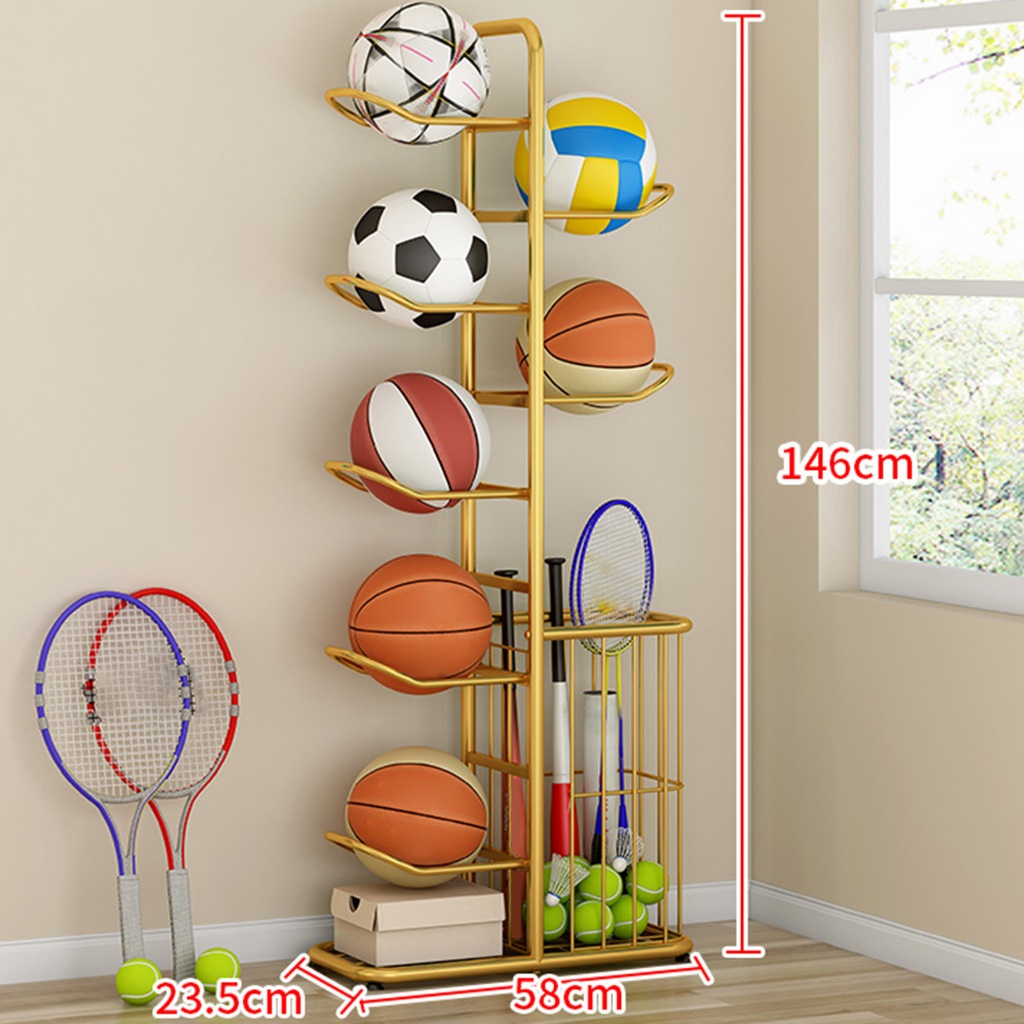 Giá Đỡ Đựng Bóng Rổ / Bóng Đá / tennis Bằng Sắt Tiện Dụng Trong Nhà