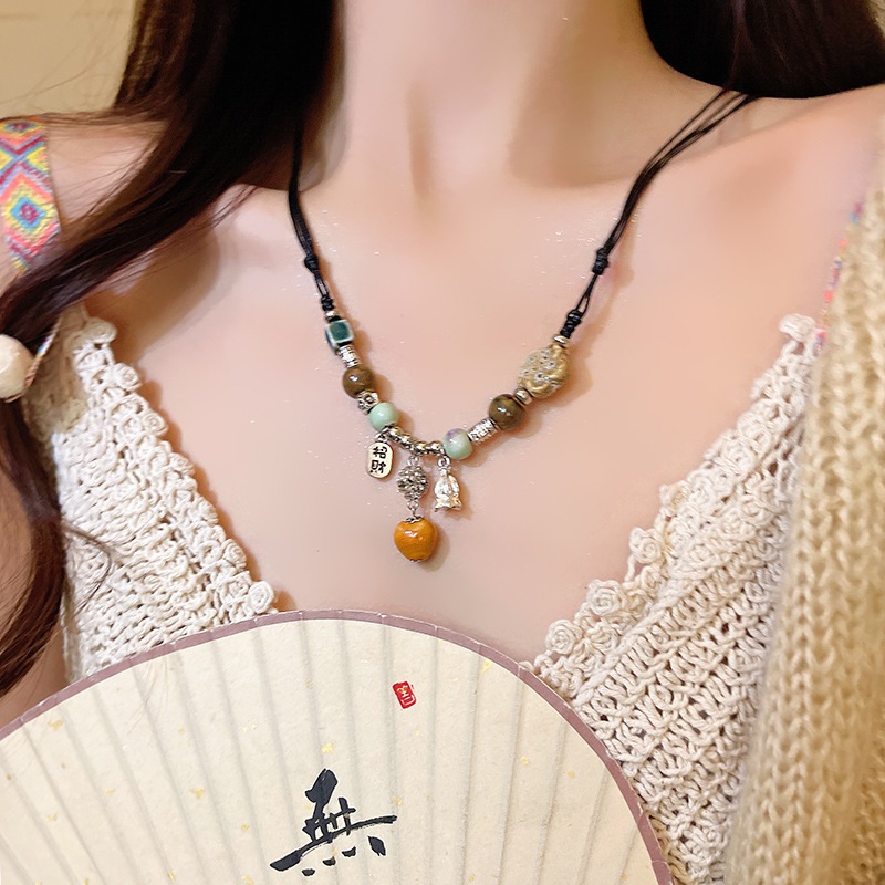  Mặt Dây Chuyền Gốm Hình Bướm Phong Cách Retro Dân Tộc 