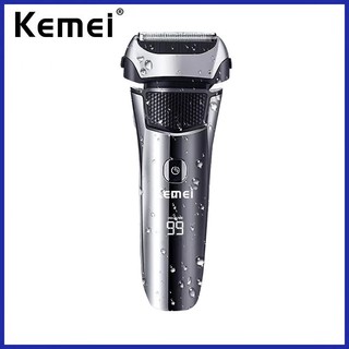 Máy cạo râu điện kemei 3 lưỡi cạo râu khô / ướt có thể sạc lại tiện dụng cho nam
