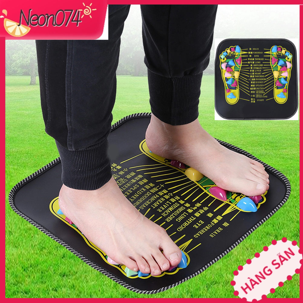 Thảm Mát Xa Chân Giảm Đau - Thảm Đá Bấm Huyệt Đi Bộ Massage Chân Đen - Neon074