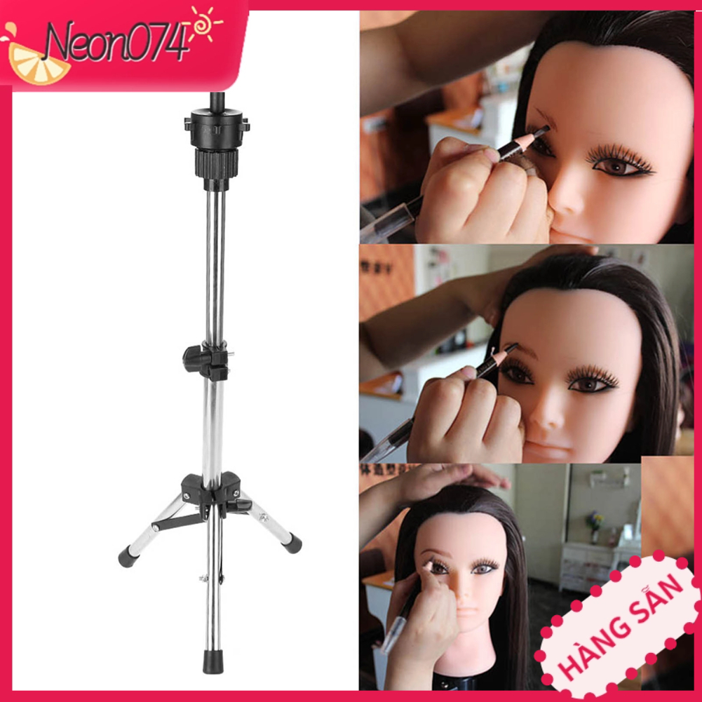 Chân canh gắn đầu manocanh học tóc - Giá Đỡ Có Thể Điều Chỉnh Salon Manocanh Tripod Bạc - Neon074