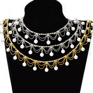  Dây Tua Rua Ngắn 2cm Đính Đá Giả Ngọc Trai Dùng May Thắt Lưng Quần Áo diy 