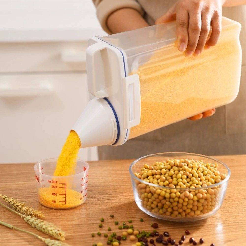 ModernHome Thùng Bảo Quản Gạo Dung Tích 2Kg Không Chứa BPA Hộp Đựng Ngũ Cốc Kín Hơi Có Nắp Đo Cho Bột Các Loại Hạt