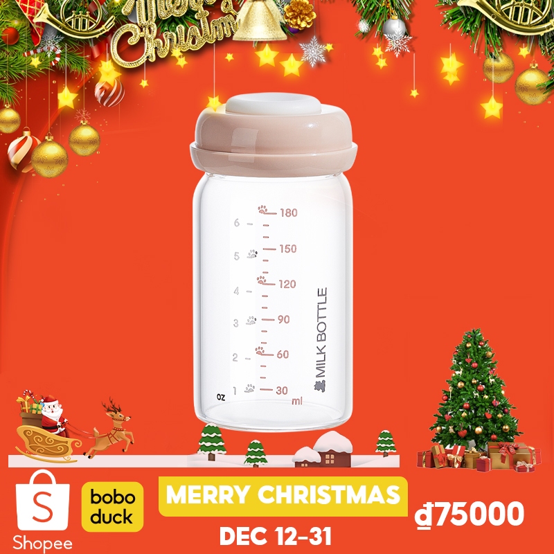 Boboduck Bình Thủy Tinh Đựng Sữa Mẹ Trong Suốt Tiện Dụng F9268