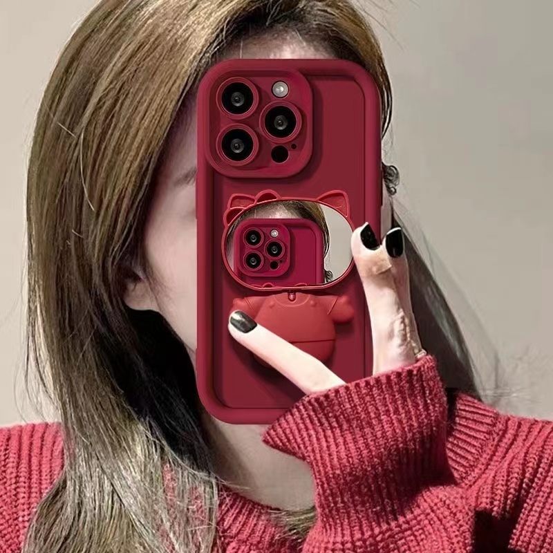 Ốp lưng Samsung S23 5G S23 Plus S23+ 5G S23 Ultra 5G S23 FE A32 5G M32 5G A22 5G F42 5G A22S 5G Phim hoạt hình xoay trang điểm gương đứng silicone da cảm giác trường hợp điện thoại