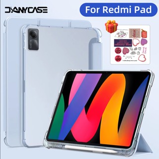 Ốp Lưng Trong Suốt Cho Xiaomi Redmi Pad SE 11inch Phiên Bản Mới Vỏ Da PU Ba Gấp Có Khe Cắm Bút