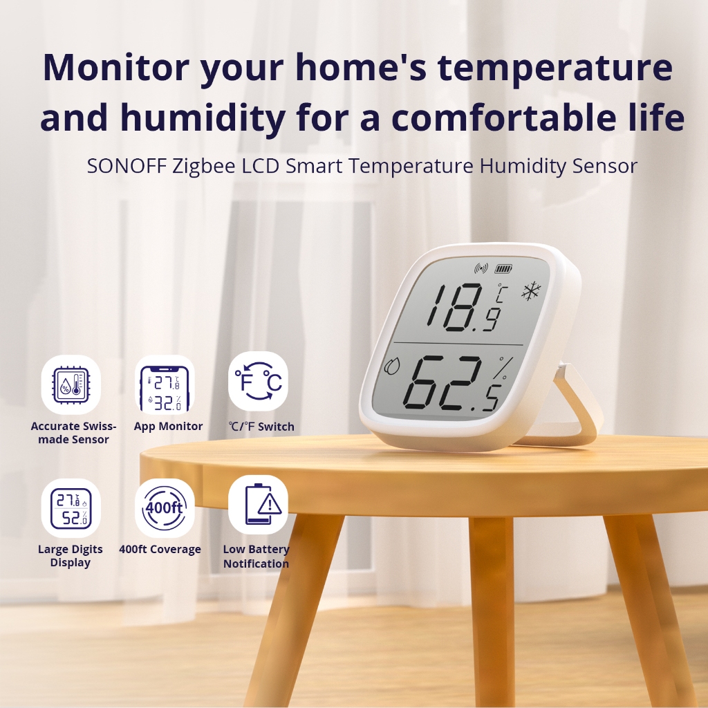 Sonoff SNZB-02D Zigbee Cảm Biến Nhiệt Độ / Độ Ẩm Thông Minh Với ZBBridge Hỗ Trợ Kiểm Tra Dữ Liệu Thời Gian Thực Qua APP Ifelink APP IFTTT