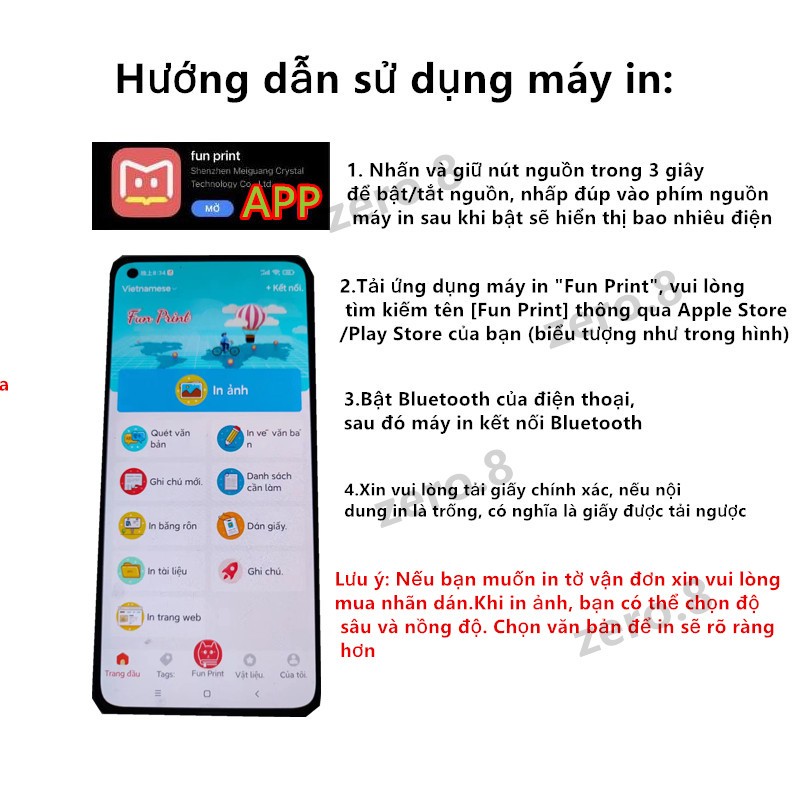 Máy in Bluetooth mini cầm tay di động, bảo vệ túi