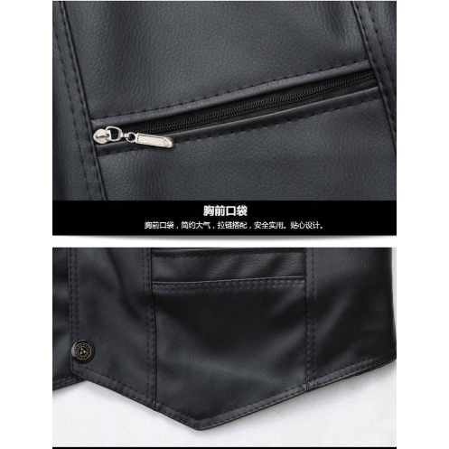 Áo Khoác Da Không Tay Dáng Rộng Dày Dặn Thời Trang Thu Đông Cho Nam Trung Niên