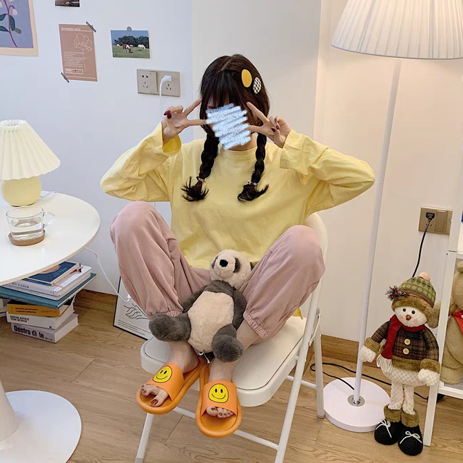 YAOLI  Dép Xỏ Ngón Đi Trong Nhà Và Ngoài Trời Hình Mặt Cười Dễ Thương Sành Điệu