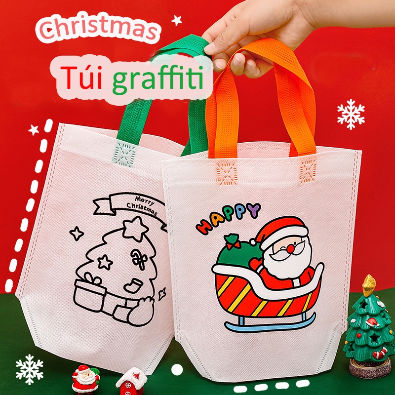 Túi xách vẽ họa tiết hoạt hình graffiti thủ công cho bé