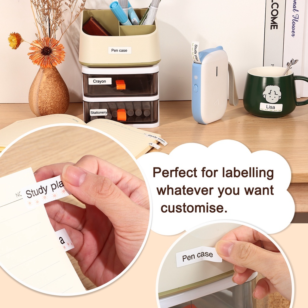 Bộ 5 Cuộn Băng Keo Dán Nhãn Màu Trắng Trong Suốt 520b