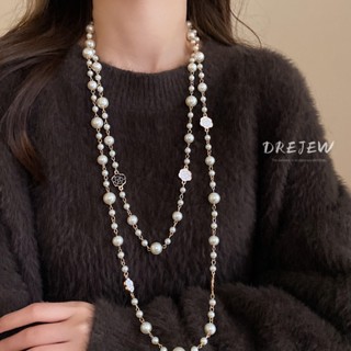  DREJEW Vòng cổ Chuỗi Hạt Ngọc Trai Dáng Dài Phong Cách Hoàng Gia Thời Trang 
