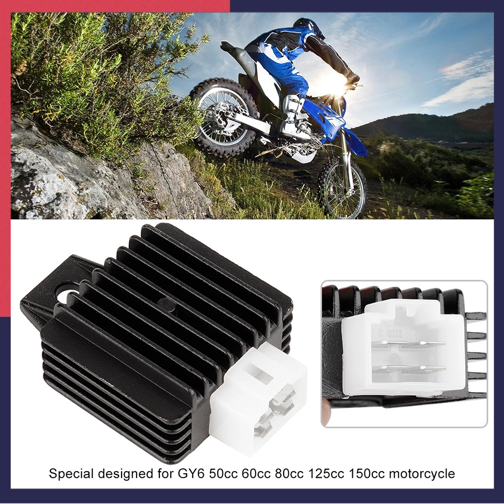 Motorlife Bộ chỉnh lưu điều điện áp toàn sóng 12V Phù hợp cho xe máy GY6 50cc-150cc