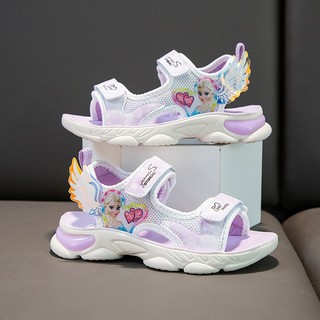 Aisha công chúa sandal bé gái dép hoạt hình mở mũi đi biển giày velcro giày công chúa giày