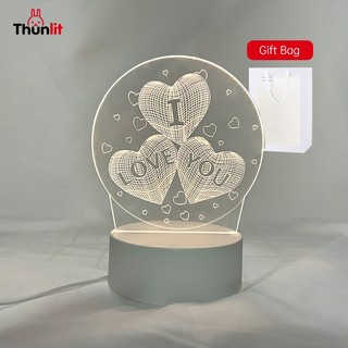 Đèn ngủ trái tim Thunlit Ngày lễ tình nhân Giáng sinh món quà sinh nhật cho bạn gái