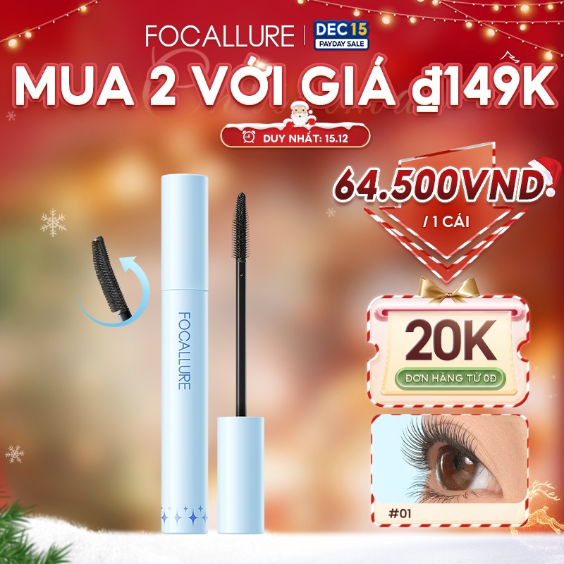 Focallure mascara Chuốt Mi Cong Vút Và Dài Hơn 24h Nhanh Khô Chống Thấm Nước Và Mồ Hôi Lâu Trôi 7.5g