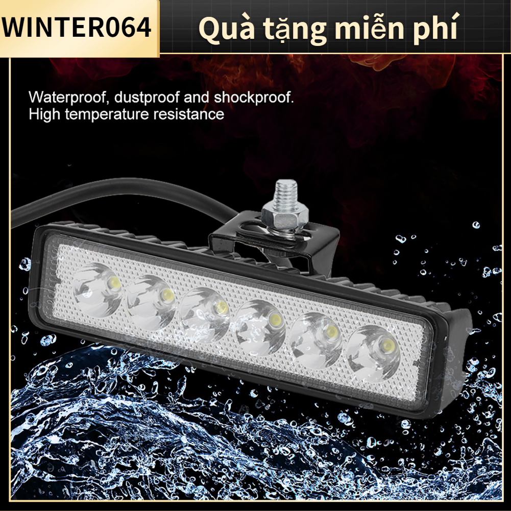 12V 18W 6 đèn LED Thanh làm việc Đèn chạy ban ngày Sửa đổi xe IP67 Winter064