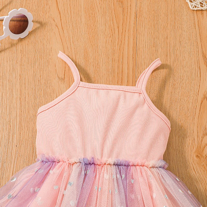 Đầm Công Chúa Hai Dây Không Tay Vải tuyn Tulle Mùa Hè Váy Cho Bé Gái Trẻ em 1-6Tuổi