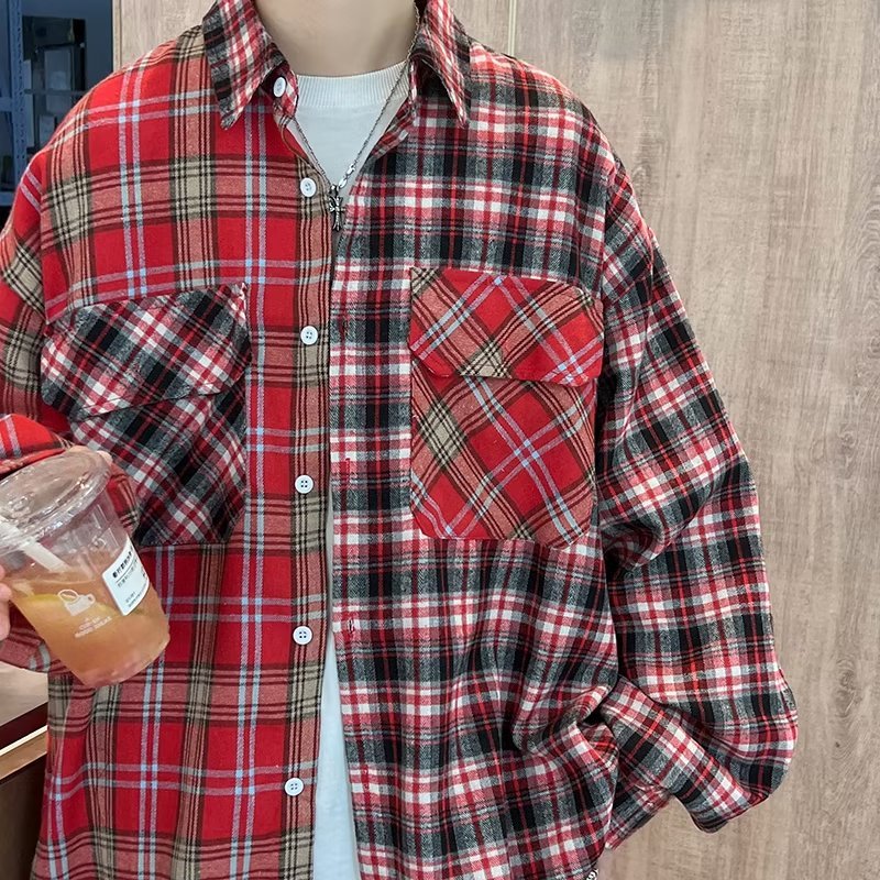 2023 Áo sơ mi nam nữ caro form rộng unisex phong cách Hàn Quốc sọc thời trang vintage áo dài tay