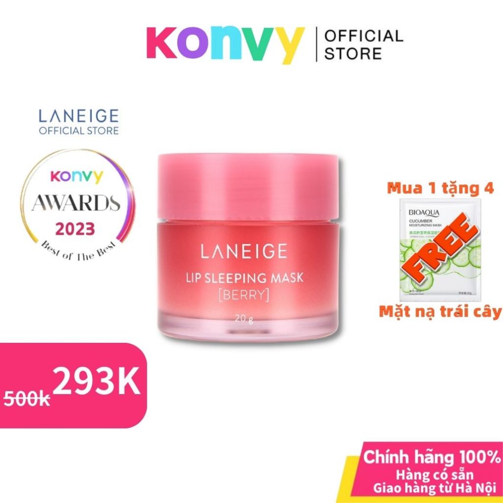 【Quà Giáng Sinh】 LANEIGE Lip Sleeping Mask Mặt nạ ngủ cho môi Berry 3G / 20G konvy