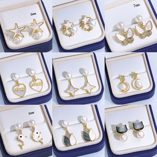  Khuyên Tai Bạc Đính Ngọc Trai Nước Kiểu Pháp Cổ Điển Thanh Lịch Cho Nữ 