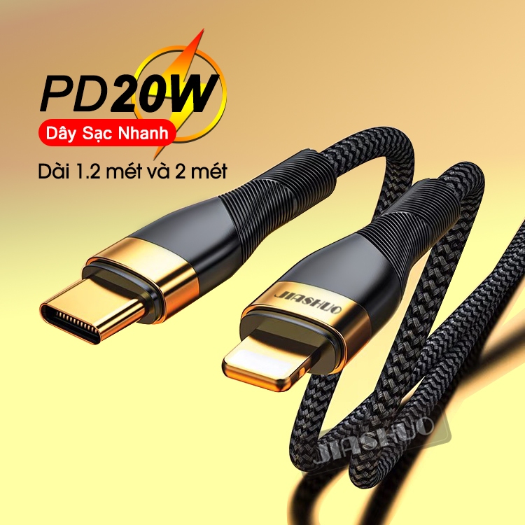 Dây Sạc Nhanh PD 20W Dài 1.2m 2m Bọc Dù Siêu Bền Dùng Cho iPhone 14 13 12 11 Pro Max XS 8 Plus