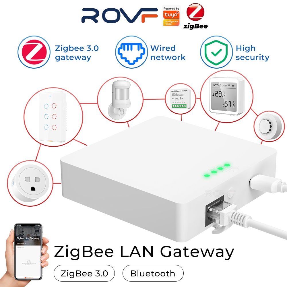Bộ trung tâm Tuya / Hub / Gateway / ROVF Bộ tiếp sóng Tuya Zigbee 3.0 Cổng Nhà Thông Minh, Bluetooth Wifi , ,IR , LAN , Repeater