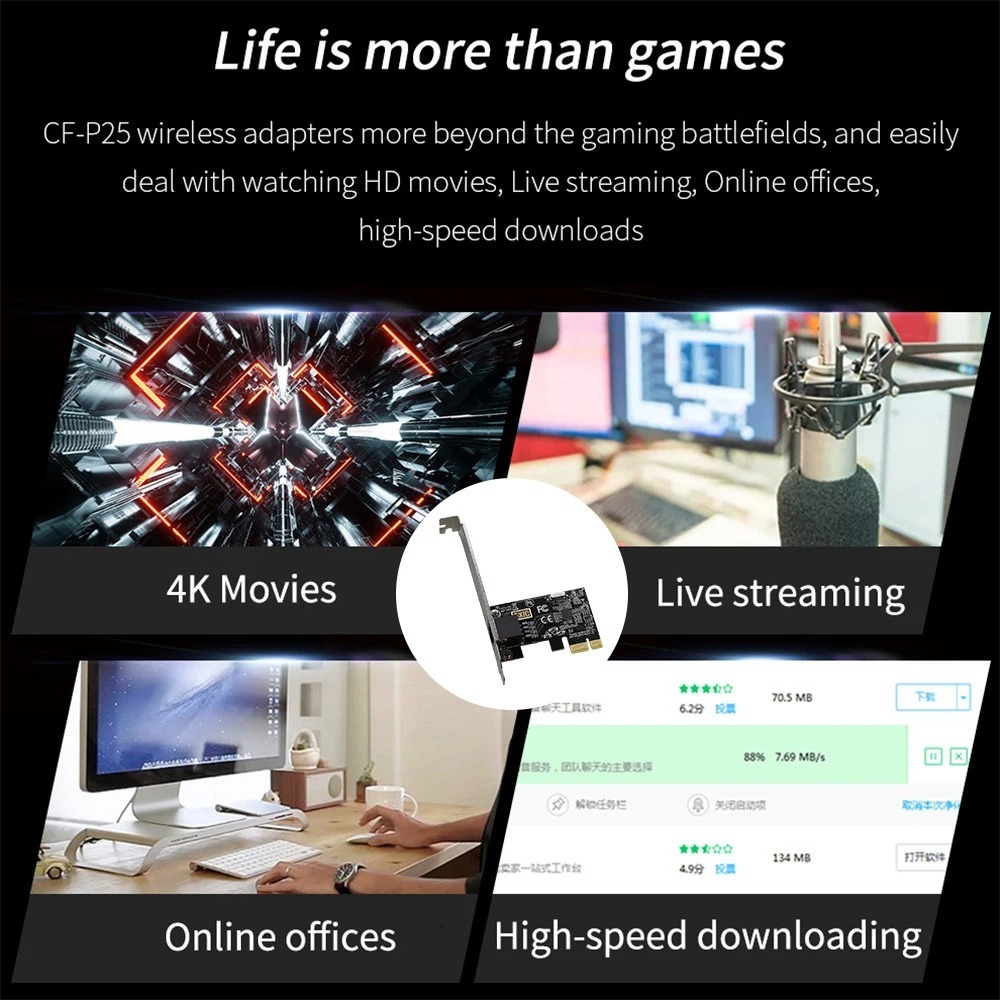 Thẻ Mạng gigabit ethernet pci-E 1gbps rj45 100 / 1000m / 1000m Cho Máy Tính