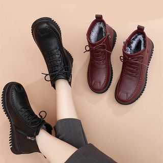 Giày Bốt martin Cổ Thấp Đế Mềm Dày Dặn Giữ Ấm Mùa Đông Thời Trang Cho Nữ Trung Niên