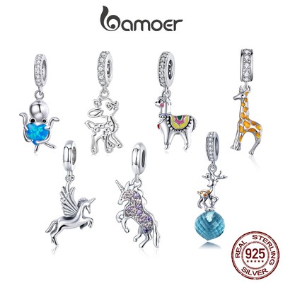 Bamoer Vòng Tay Bạc 925 Mặt Hươu Cao Cổ 3d Dễ Thương