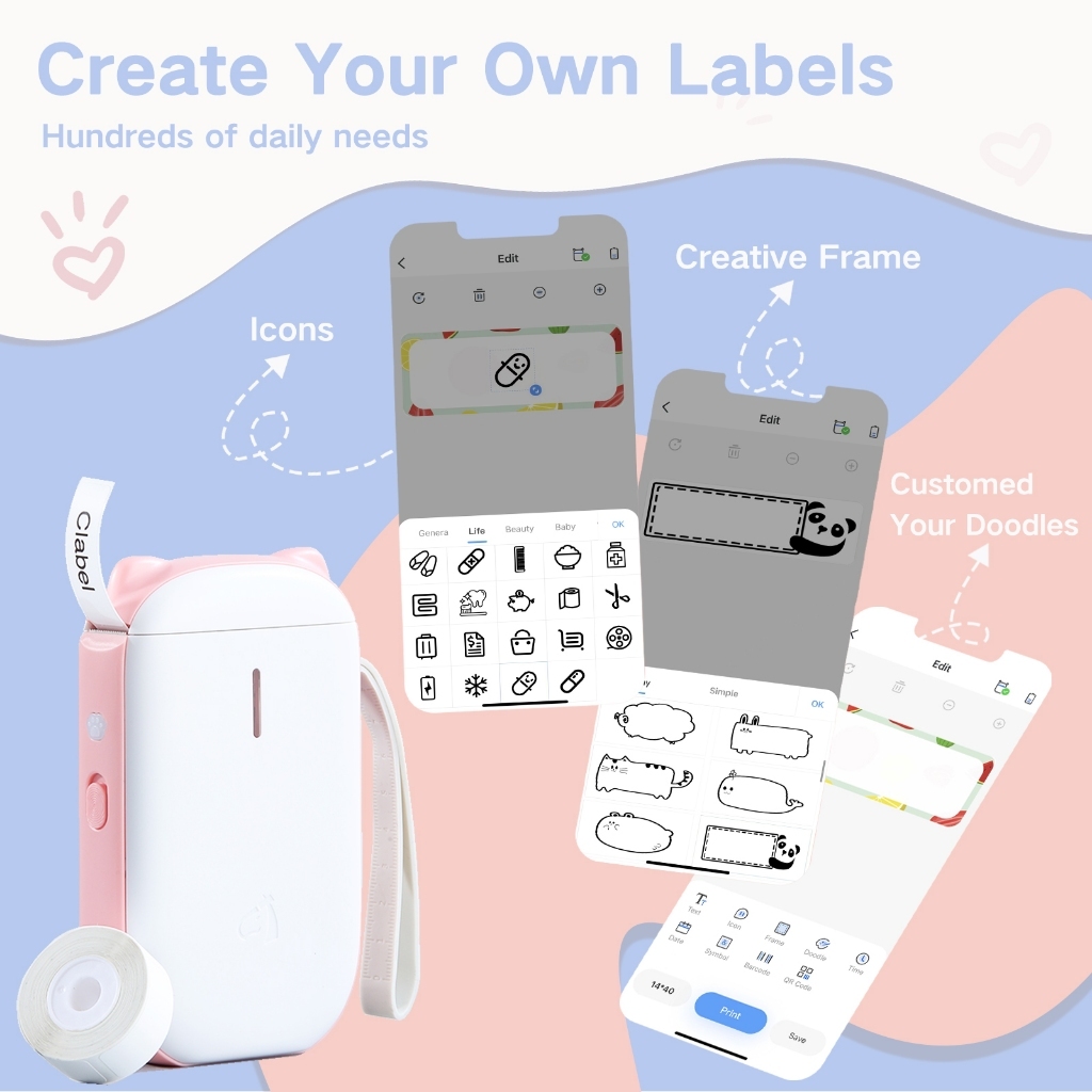 Clable 520b Máy in nhãn máy in mini máy in nhỏ nhãn kết nối bluetooth chống nước