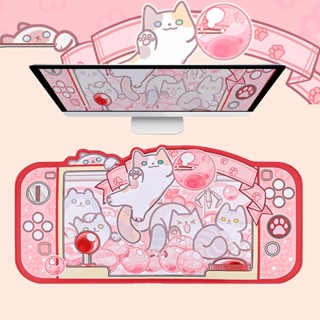 Tấm Lót Chuột Và Bàn Phím Máy Tính Cỡ Lớn Chống Trượt Hình Mèo Hoạt Hình Màu Hồng Dễ Thương Dành Cho Nữ / Văn Phòng