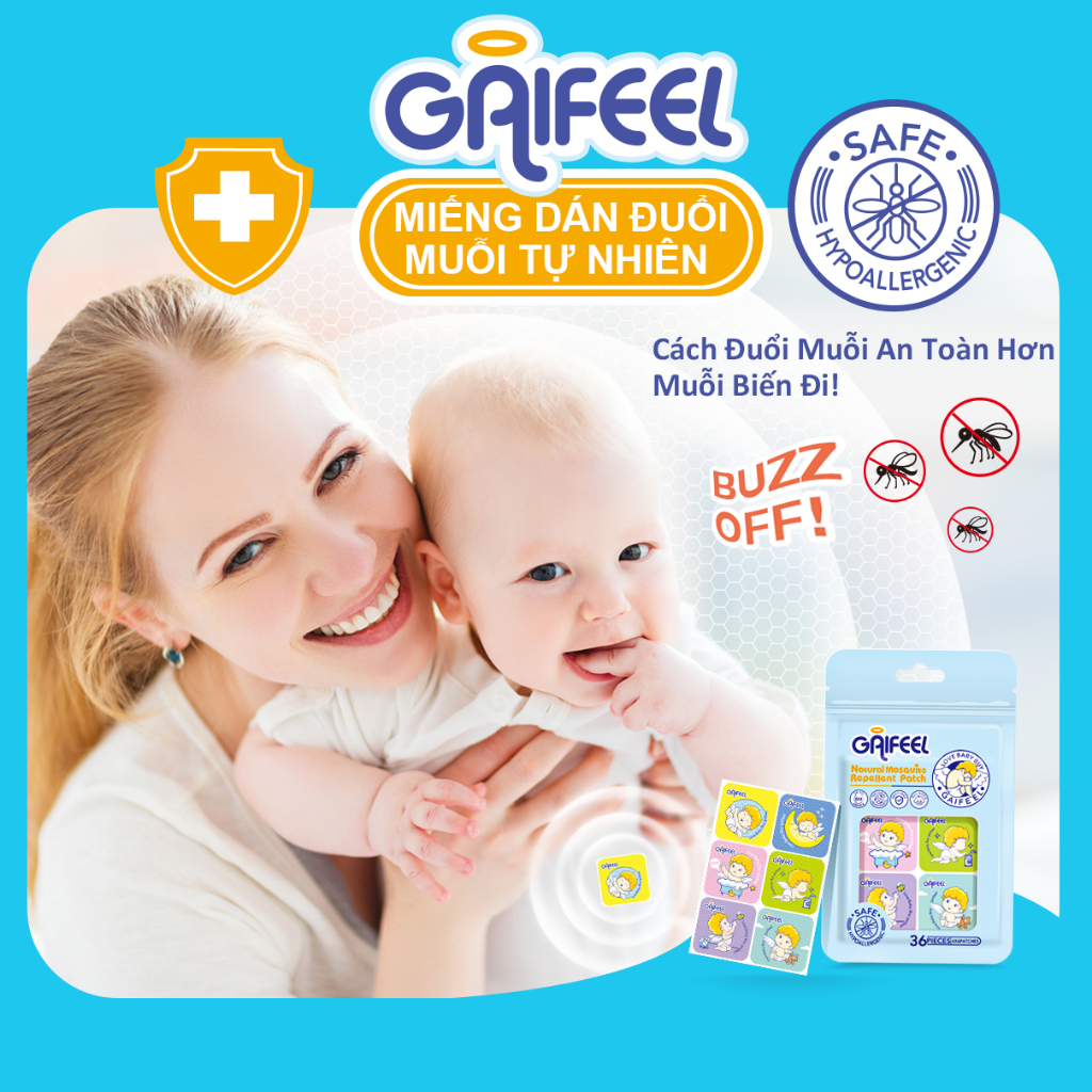 GAIFEEL Miếng dán chống muỗi miếng dán đuổi muỗi miếng dán đuổi muỗi cho bé Ngăn ngừa muỗi đốt (6 ảnh/36 nhãn dán)